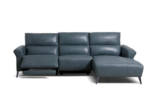 blue l shape sofa reclined mode ivy