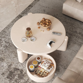 bree compact round coffee table with storage