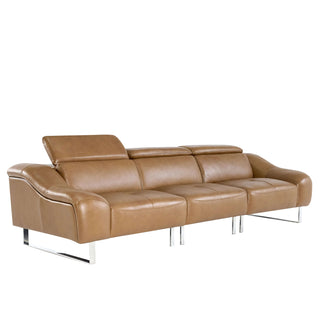 brown full leather 3 seater sofa