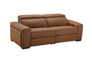 Brown leather sofa on a white background