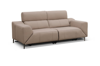 Beige recliner leather sofa on a white background