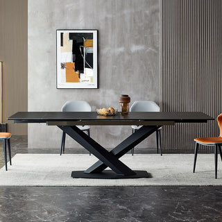 cervo dining table black steel extendable