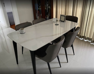 cherry marble dining table and chairs