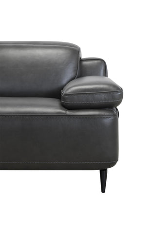 Black leather sofa on a white background