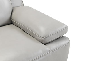 Gray leather sofa close-up