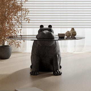 contemporary glass top coffee table hippo