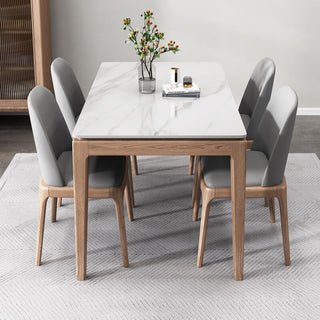 dahlia sintered stone dining table with wooden legs angle shot