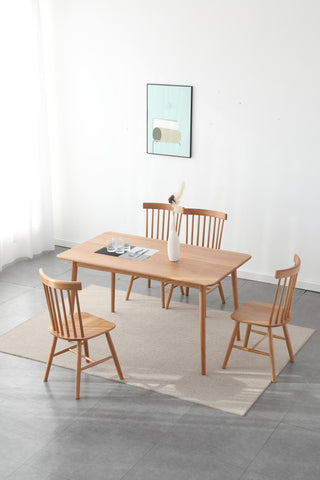 dante natural oak dining table with rounded edges