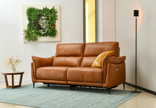 electric recliner sofa brown leather gabriel