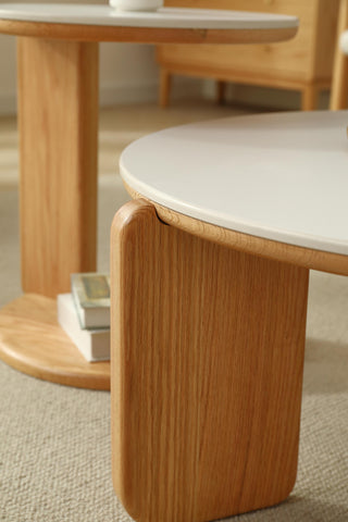 elio wooden round coffee table sintered stone durability