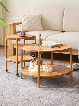 ella oak coffee table round design