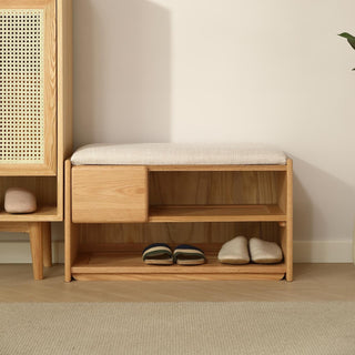 fabio oak bench with shoe organizer