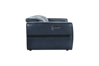 Blue leather armchair on a white background