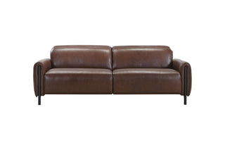 Brown leather sofa on a white background