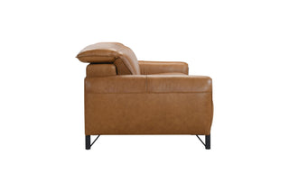 Brown leather sofa side view