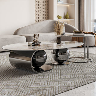 genoa luxury coffee table polished metal base