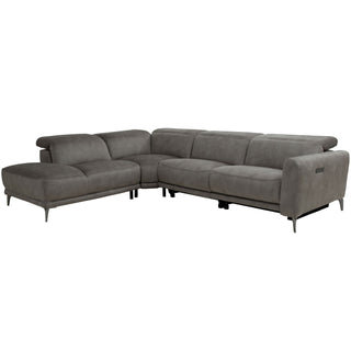 grey tech fabric sectional recliner sofa