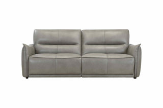 grey leather sofa on a white background