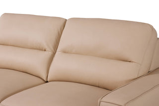 hazel beige leather slider sofa comfy back support