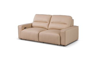 hazel beige leather slider sofa side view