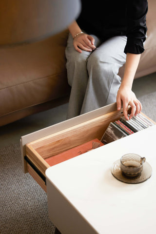ines modern coffee table drawers