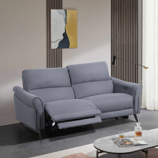 janet electric recliner sofa blue fabric