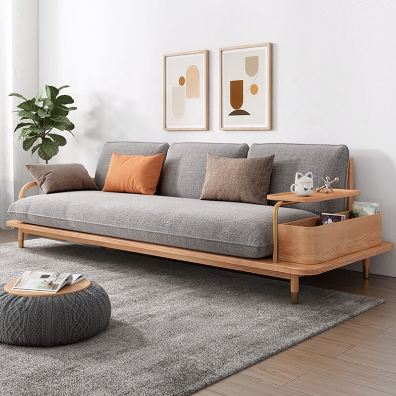 Contemporary wood deals sofa