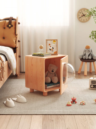 kibo kids bedside table wooden cube design