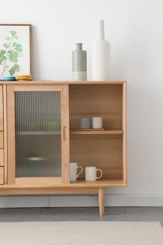 lima dining room side cabinet natural oak vs dark walnut