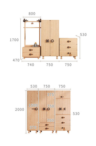 limi kids wardrobe rounded corners solid wood