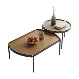 lucca leather coffee table metal frame