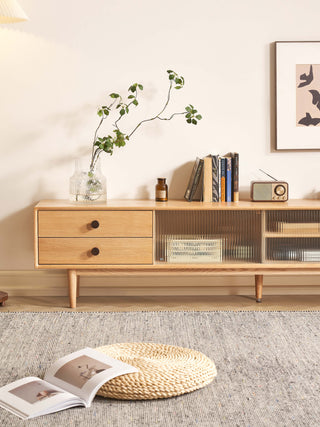 lucer walnut tv console rounded edges