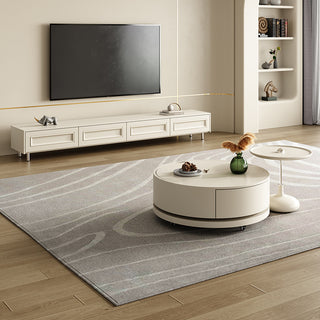 lumo white coffee table with storage round shape single drawer