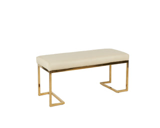 lupine white dining bench golden metal legs