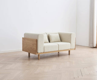 luxe wooden 2 seater sofa side
