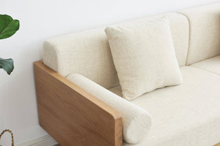 luxe wooden sofa footstool option