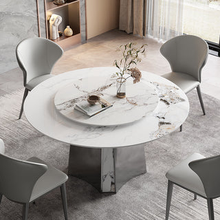 luxury round stone dining table lazy susan leah