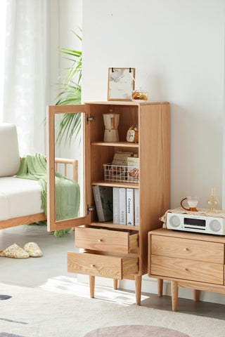 luxury vercel oak wood side cabinet