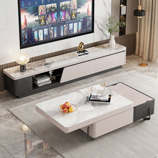 mallo lift coffee table sintered stone with drawers