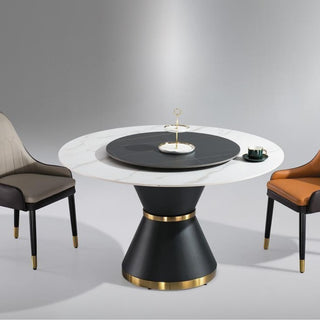 martin black gold round sintered stone dining table