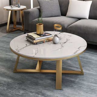 milan round coffee table stone top