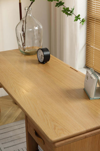 minimalist rocco solid wood study desk one drawer storage