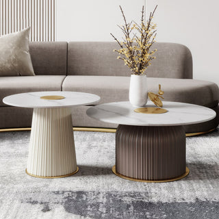 mira round marble coffee table