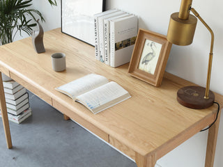 modern paolo oak study table with drawers