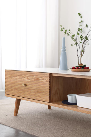 modern parma wood coffee table oak and white top