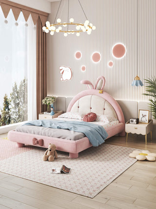 momo bunny childrens bed headboard with ears pink