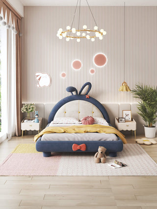 momo bunny childrens bed whimsical design blue