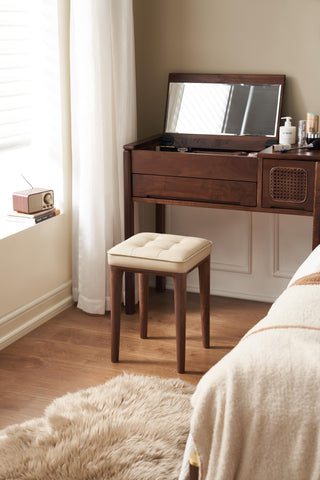 monty black walnut oak vanity chair