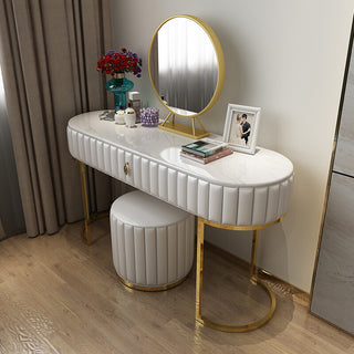 nara vanity table with mirror and stool