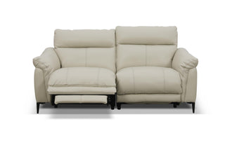 Beige reclining sofa on a white background